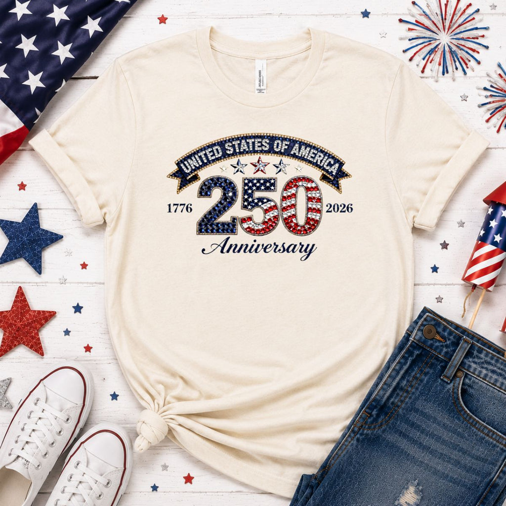 🇺🇸 America 250 Faux Rhinestone Graphic Tee
