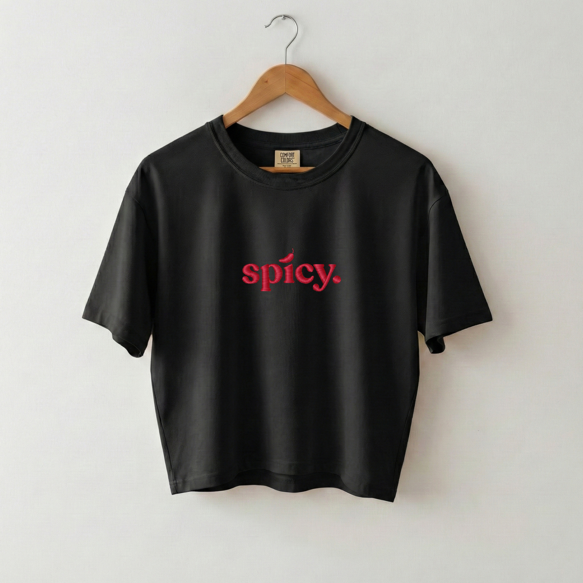Spicy Embroidered Cropped Tee | Vintage Comfort Colors Boxy Tee