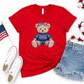 🇺🇸 Patriotic Faux Rhinestone Teddy Bear Graphic Tee | Toddler, Youth & Adult