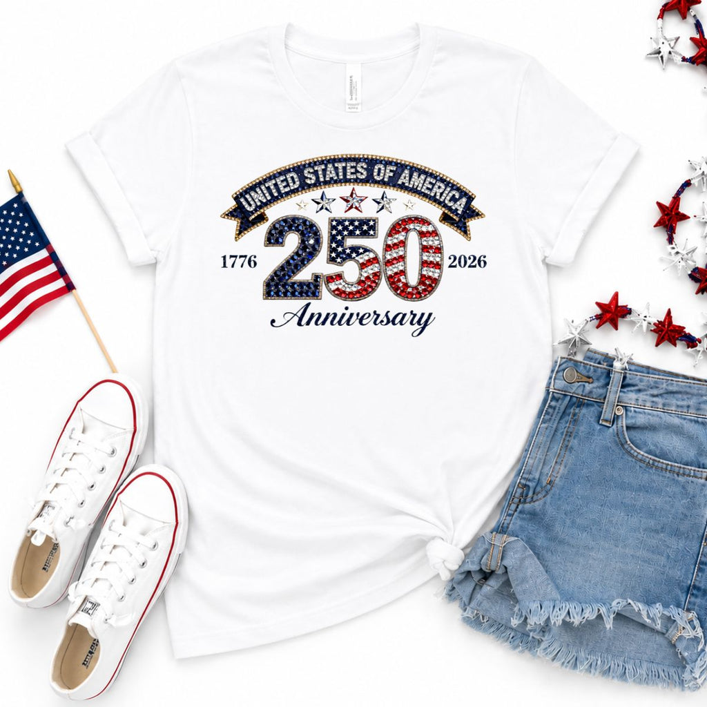 🇺🇸 America 250 Faux Rhinestone Graphic Tee