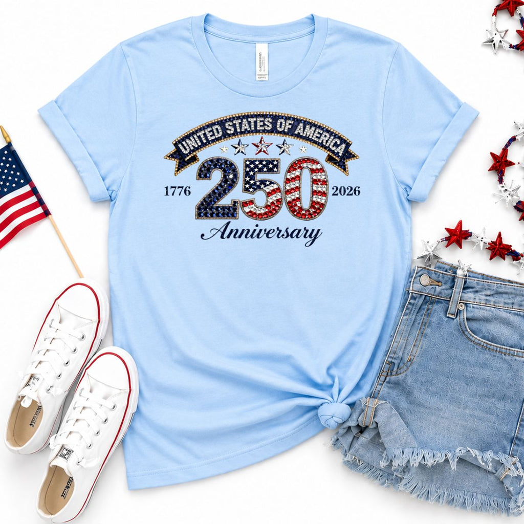 🇺🇸 America 250 Faux Rhinestone Graphic Tee