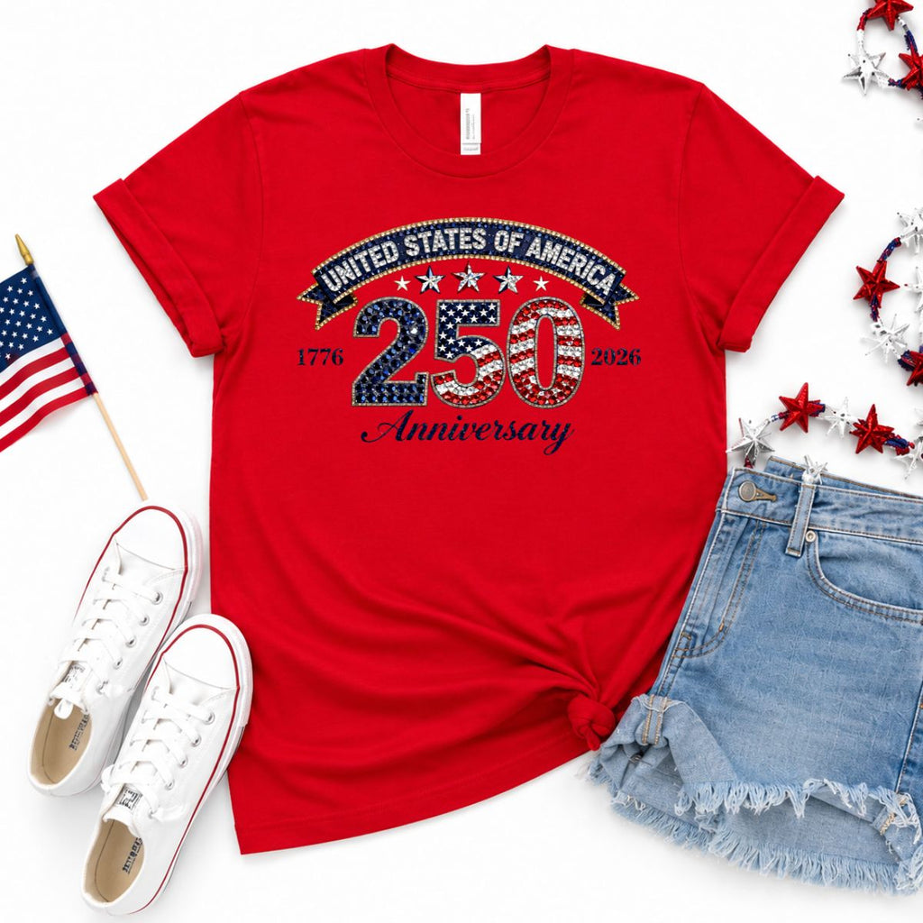🇺🇸 America 250 Faux Rhinestone Graphic Tee