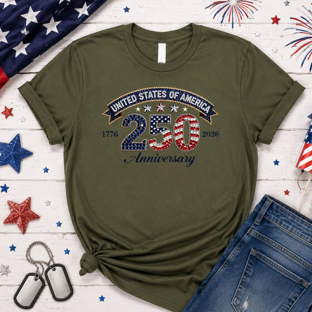 🇺🇸 America 250 Faux Rhinestone Graphic Tee