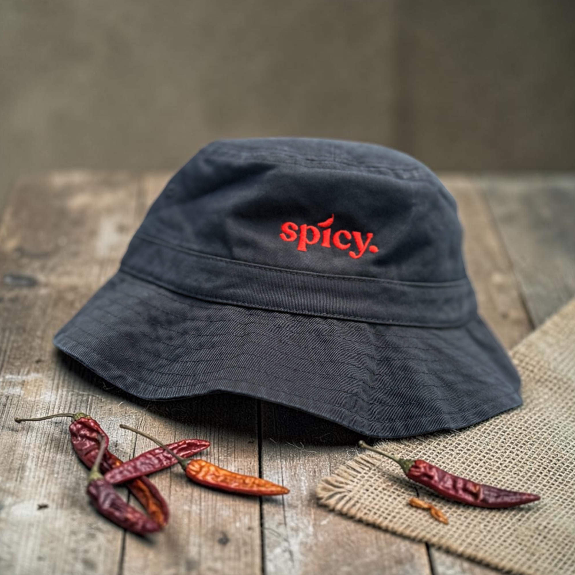 Spicy Embroidered Bucket Hat | Trendy Minimal Streetwear Hat | Unisex Cotton Hat