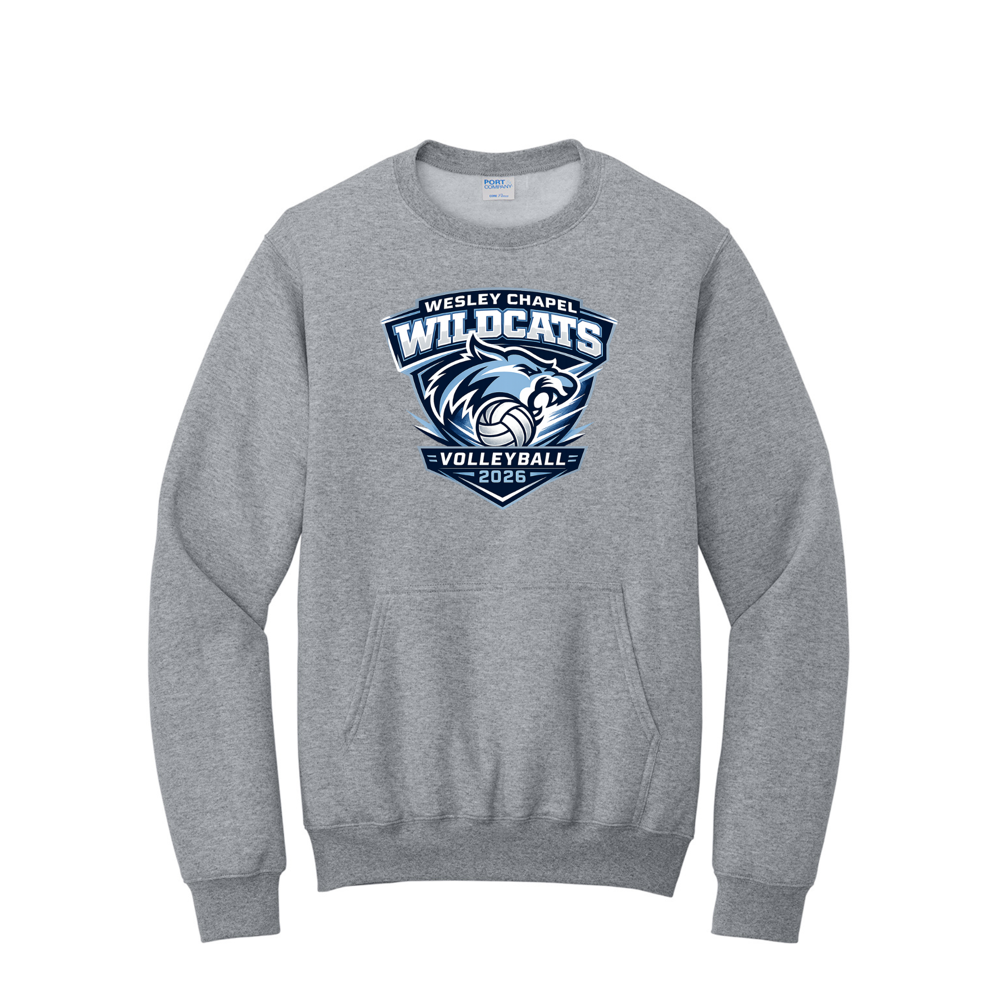 Crewneck with pockets- WESLEY CHAPEL CREWNECK SHIELD LOGO