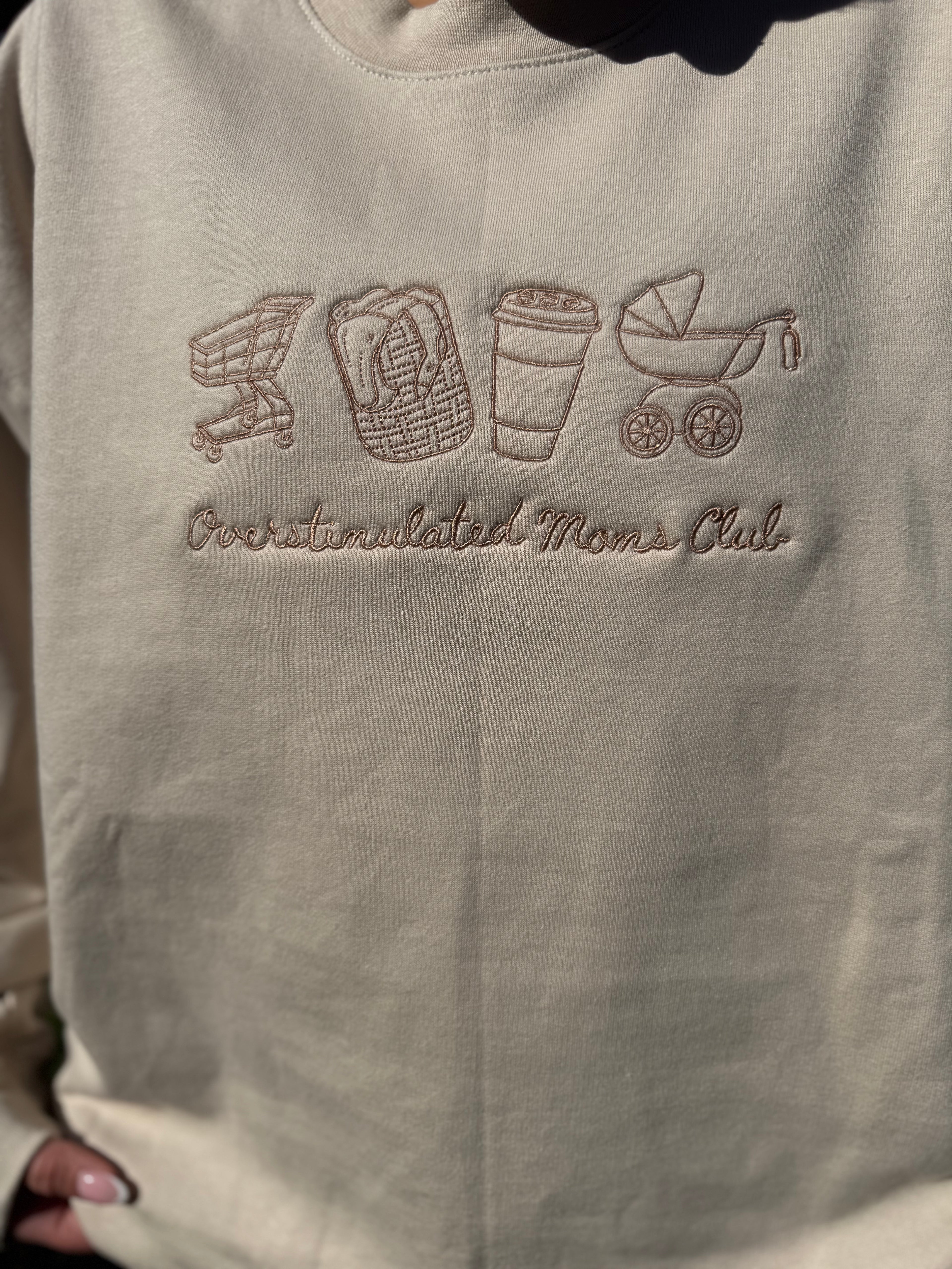 Overstimulated Moms Club Embroidered Crewneck Sweatshirt