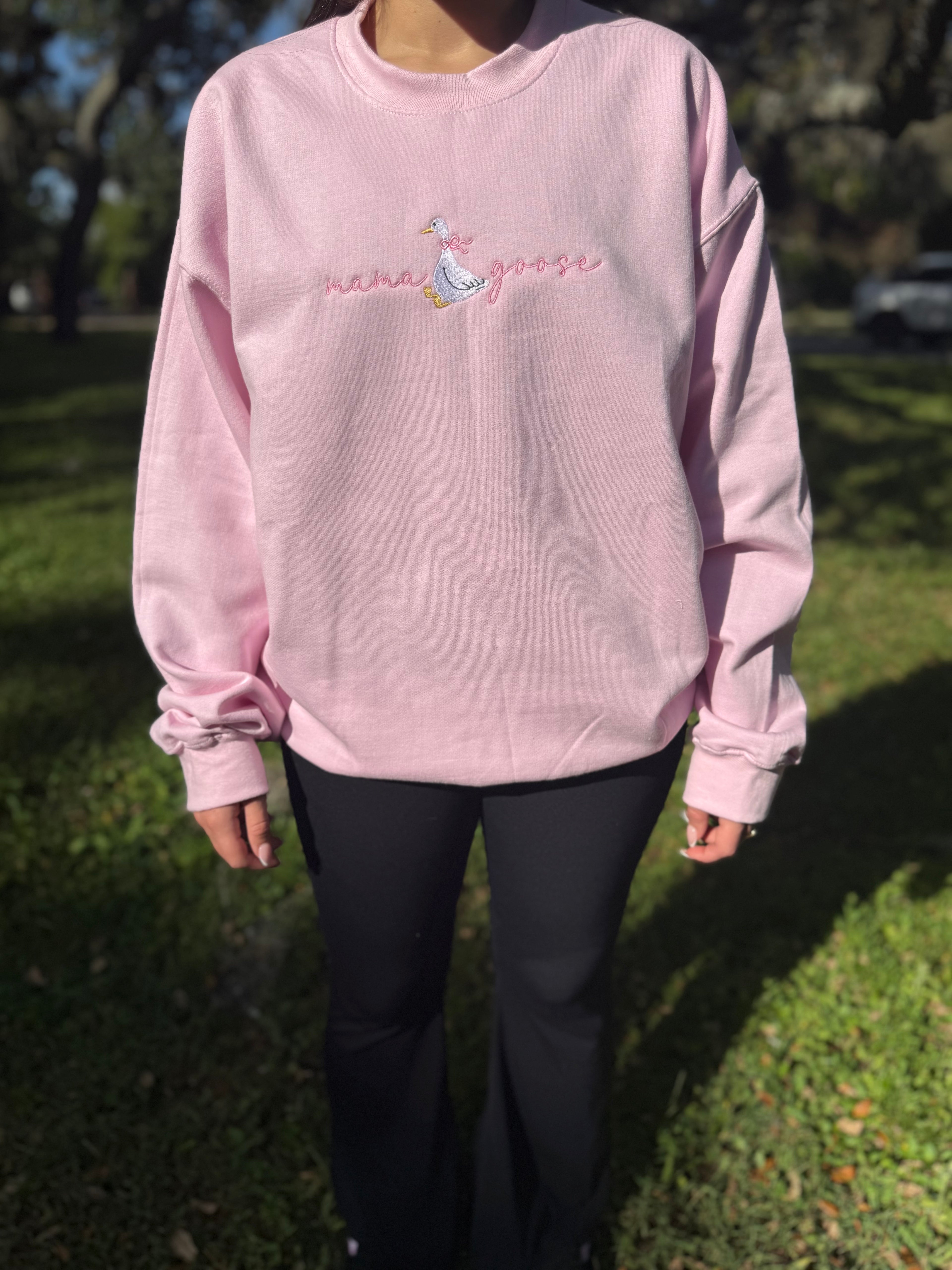 Mama Goose Embroidered Crewneck Sweatshirt