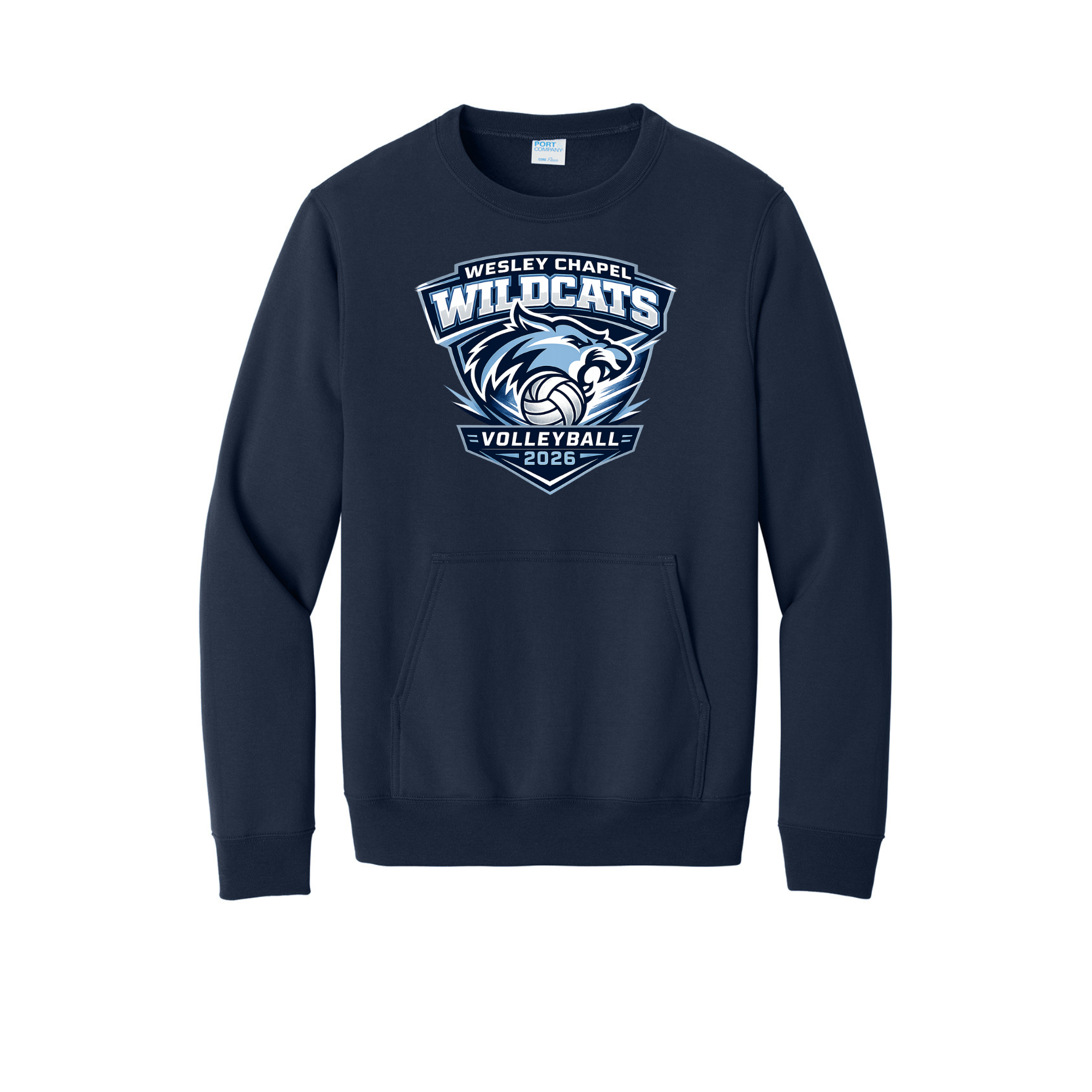 Crewneck with pockets- WESLEY CHAPEL CREWNECK SHIELD LOGO