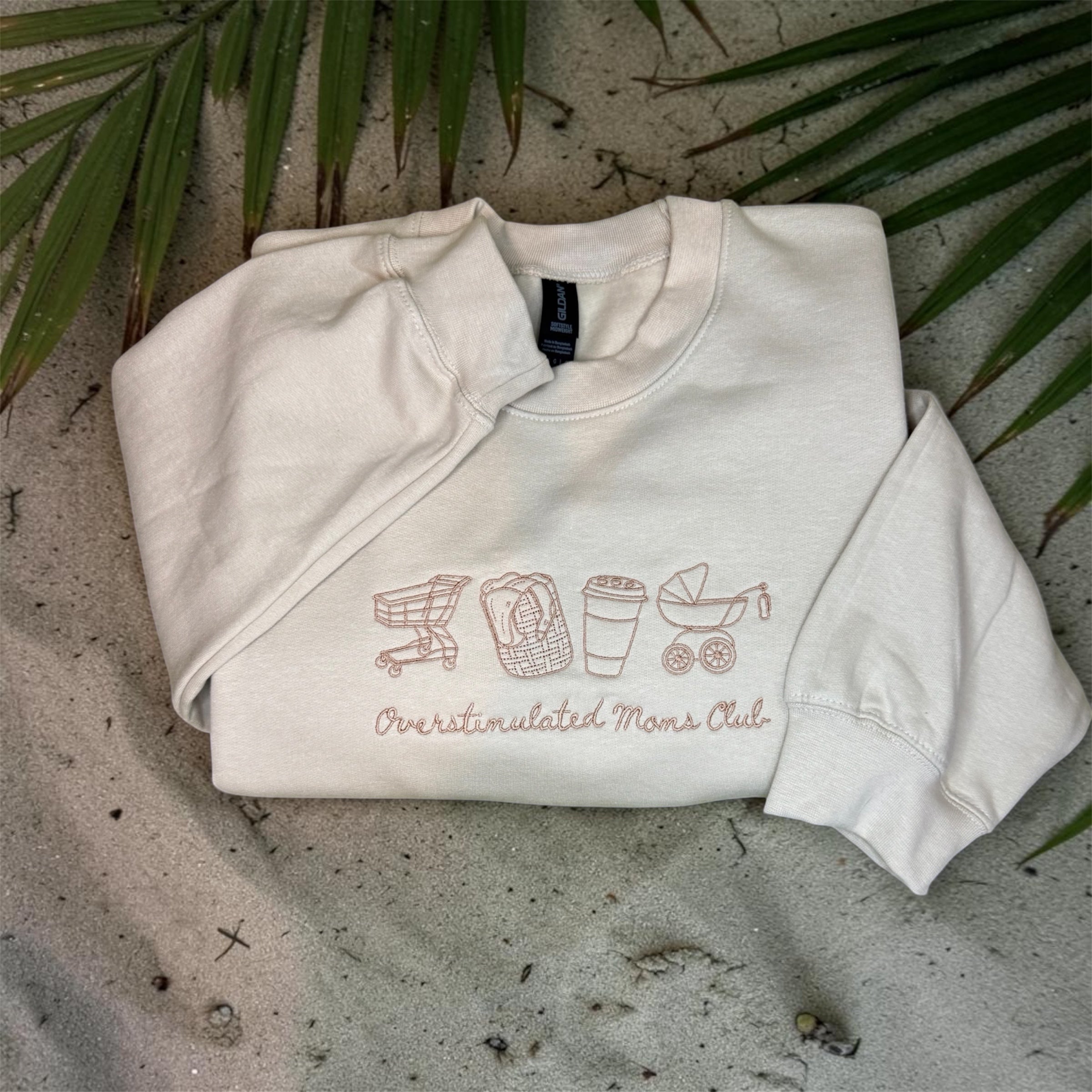 Overstimulated Moms Club Embroidered Crewneck Sweatshirt